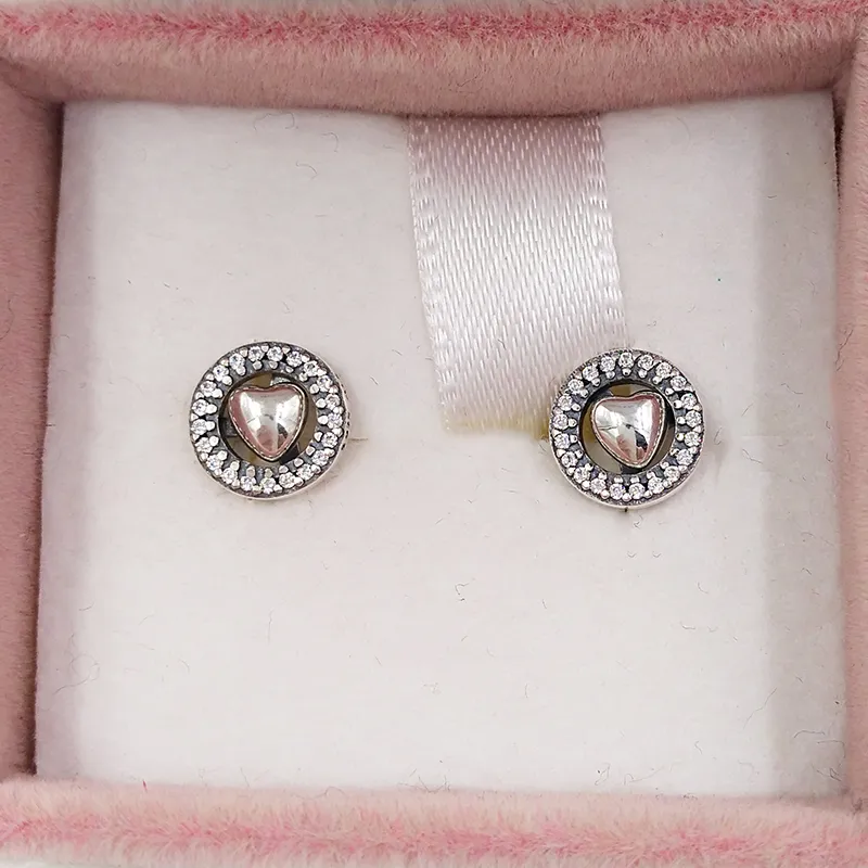 Studs Forever Pandora Heart Earring Authentic 925 Srebrne ćwieki pasują do biżuterii w stylu europejskim Andy Jewel 297709cz