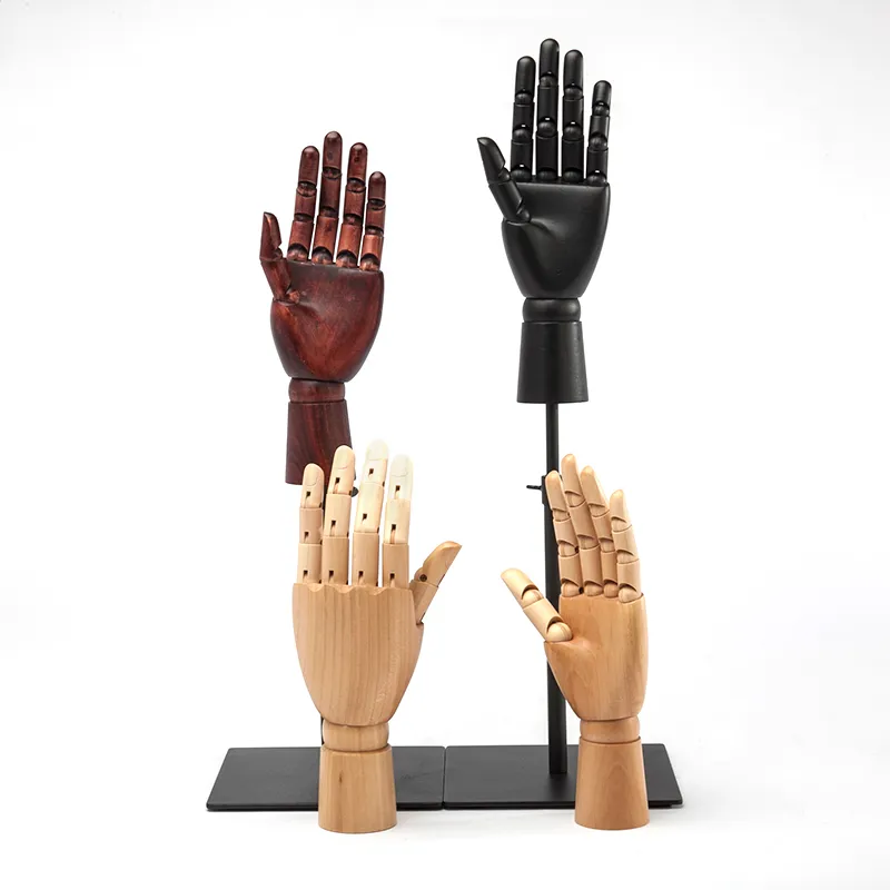 Vilead Wooden Hand Figurines Rotatable Painted Model Drawing