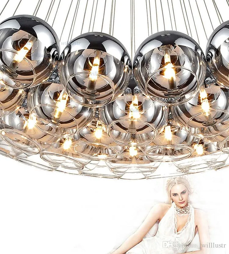 Современный Crystal Ball Lamp Стеклянная Подвесная Светлая Кластер Висит Люстры Лестница Освещение Подвеска Подвеска