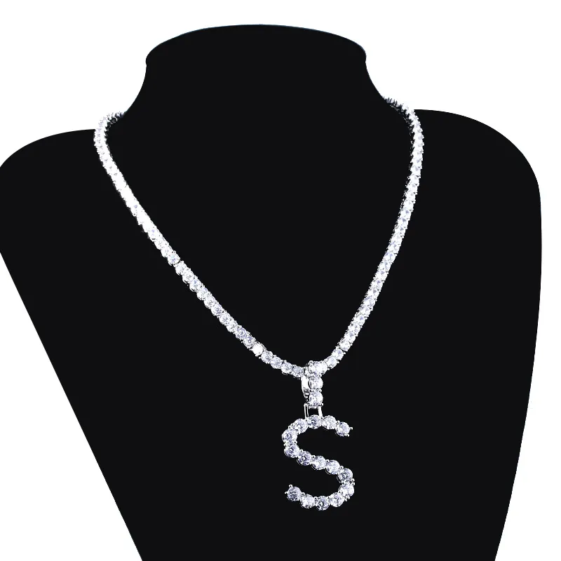 Collana con ciondolo in zircone con lettera iniziale dell'alfabeto, dalla A alla Z, con 26 lettere inglesi, collane con ciondoli per gioielli da sposa da donna