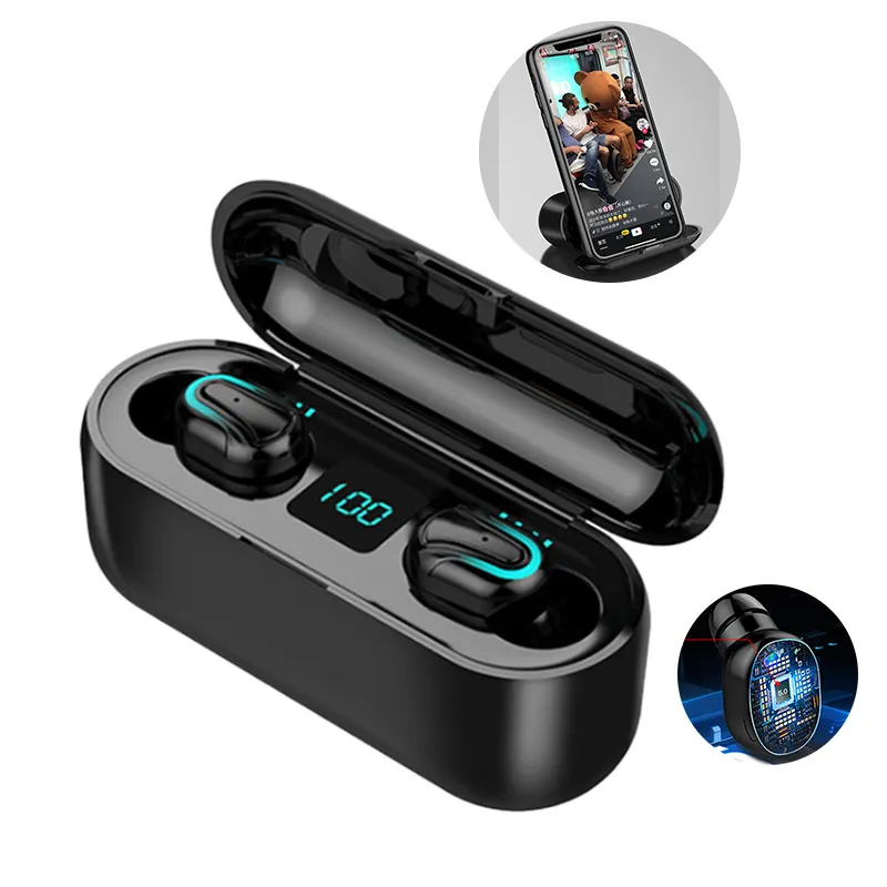 Kablosuz Bluetooth Kulaklık Mikrofon Şarj Kılıf ile TWS HbQ-Q32-1 HD Eller serbest Kulaklık Spor Kulaklık Güç Bankası Gaming Headset Display LED