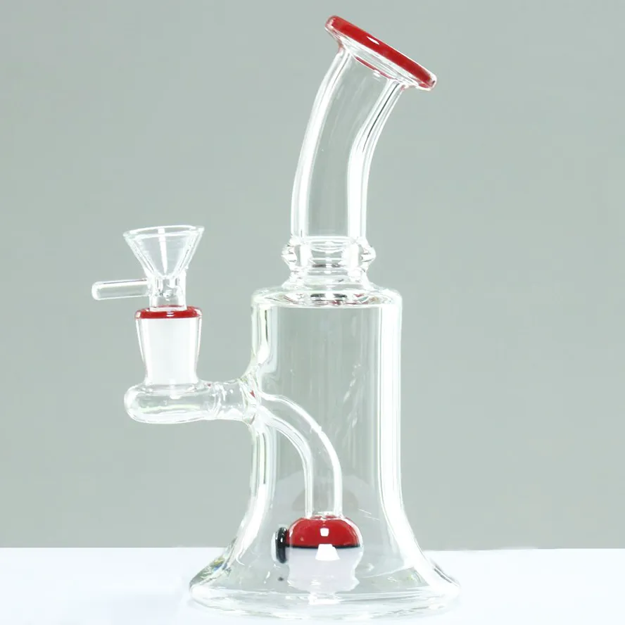 Green Red Glass Bongs 21cm Tall Inline Perc Percolator Glass BongsJoint Size 14.4mm with Bowl Recycle Oil Rigs Hookahs