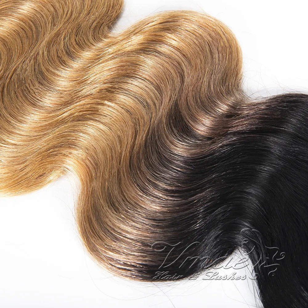 VMAE Brasiliano da 12 a 26 pollici 1B 27 Biondo bicolore Ombre Color 120g Body Wave Coulisse Coda di cavallo Estensione dei capelli umani vergini