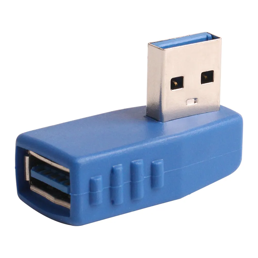ZJT09 Blue USB3.0 Anslutningar Vänster Vinkel 90 graders omvandlare USB 3.0 Skriv en man till kvinnlig plug-adapteromvandlare