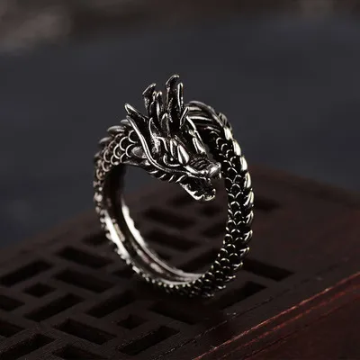 Silver Dragon Mens Rings