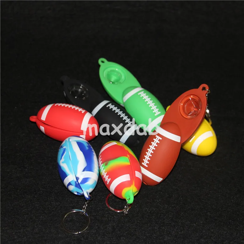 Football Smoking Pipe Potable Key Chain Hand Pipe Tobacco Glass Pipes Dab Rig Party Favor