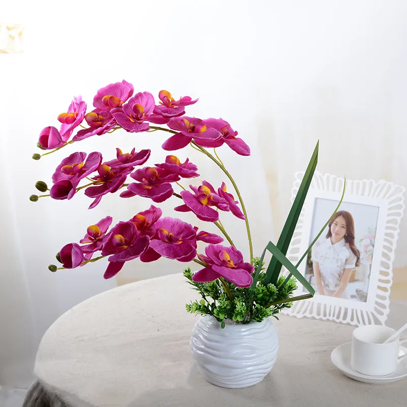 11 fiori di colori artificiale falso albergo Phalaenopsis fiore di seta Moda Orchidea Bouquet partito farfalla Decor casa di cerimonia nuziale della decorazione