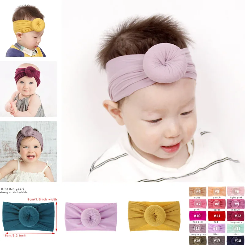 Klejnoty dla dzieci Ball Hair Band Solid Color Elastyczne Baby Headbands Boys Girls Maluchy Hairbands Nylon Head Wrap dla dzieci 0-7years D3502