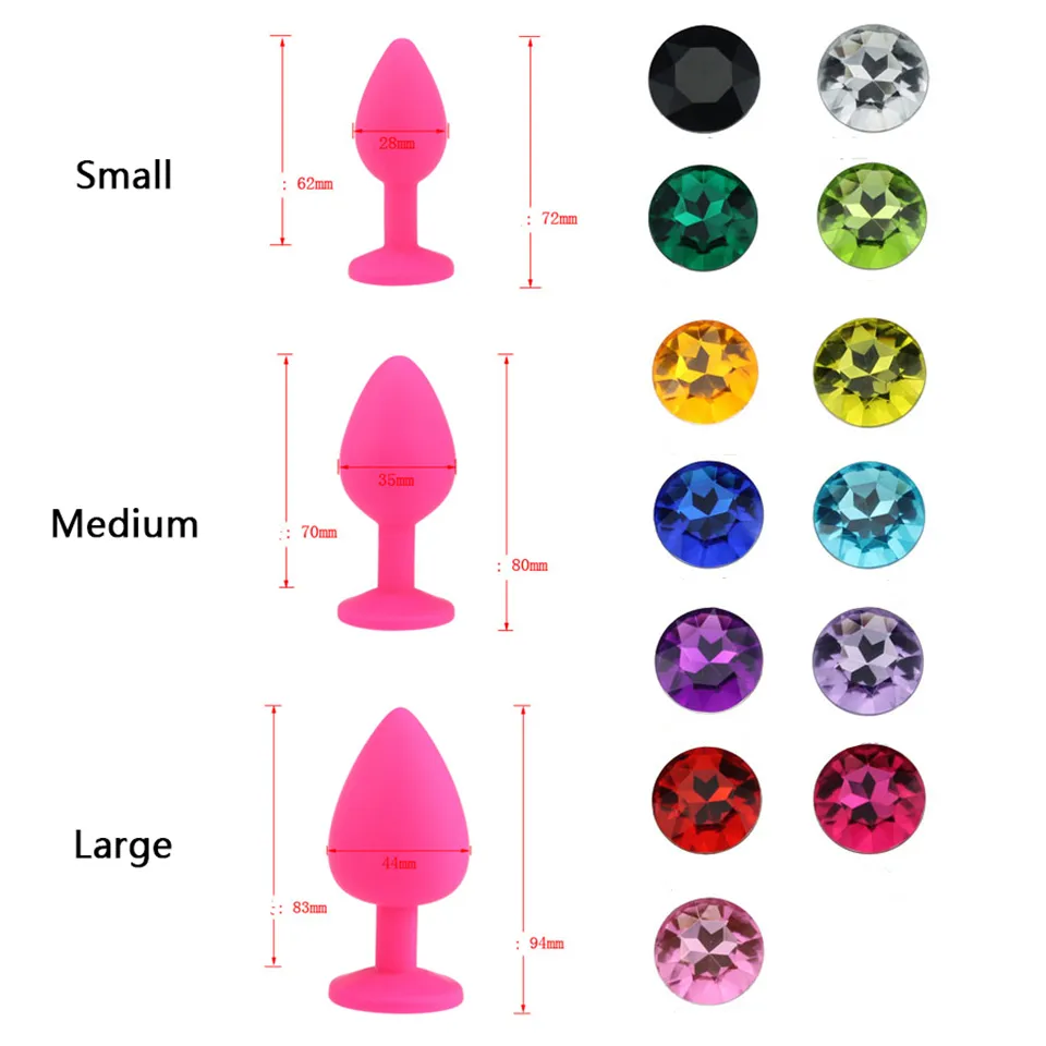 Kleiner mittlerer großer Silikon-Buttplug mit Kristallschmuck Analplug Vaginalplug Sexspielzeug für Frauen Männer