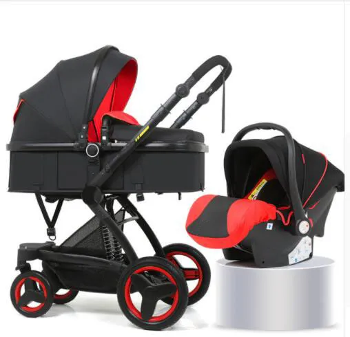 Designer Hoge Merk elastische Landschap Kinderwagen Mand Kan Zitten Liggend Opvouwbare Twee-weg Kinderwagen 3 in 1 Wandelwagen Zacht Populair