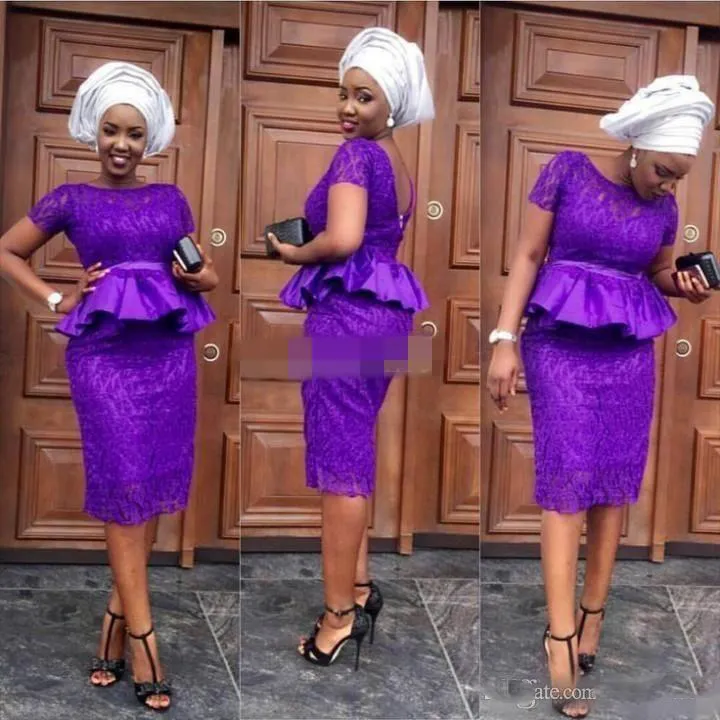 Custom Made Purple Lace Size 16 Cocktail Dress With Sheath Sleeves And