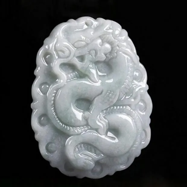 erkekler ve kadınlar Takı Doğum Hediye Amulet İçin Doğal Myanmar zümrüt hakiki Jade Dragon kolye kolye