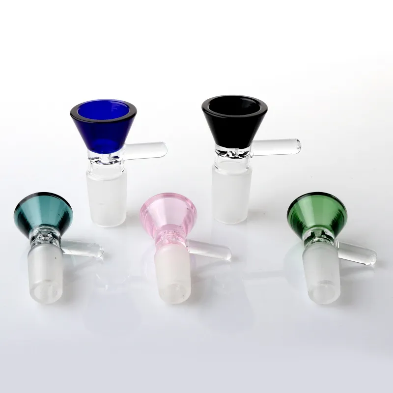 Neue 14mm 18mm männliche Trichter Glasschüssel bunte berauschende Glasschüssel Bong Schüssel Stück Rauchzubehör für Glasbongs Dab Rigs Wasserpfeifen