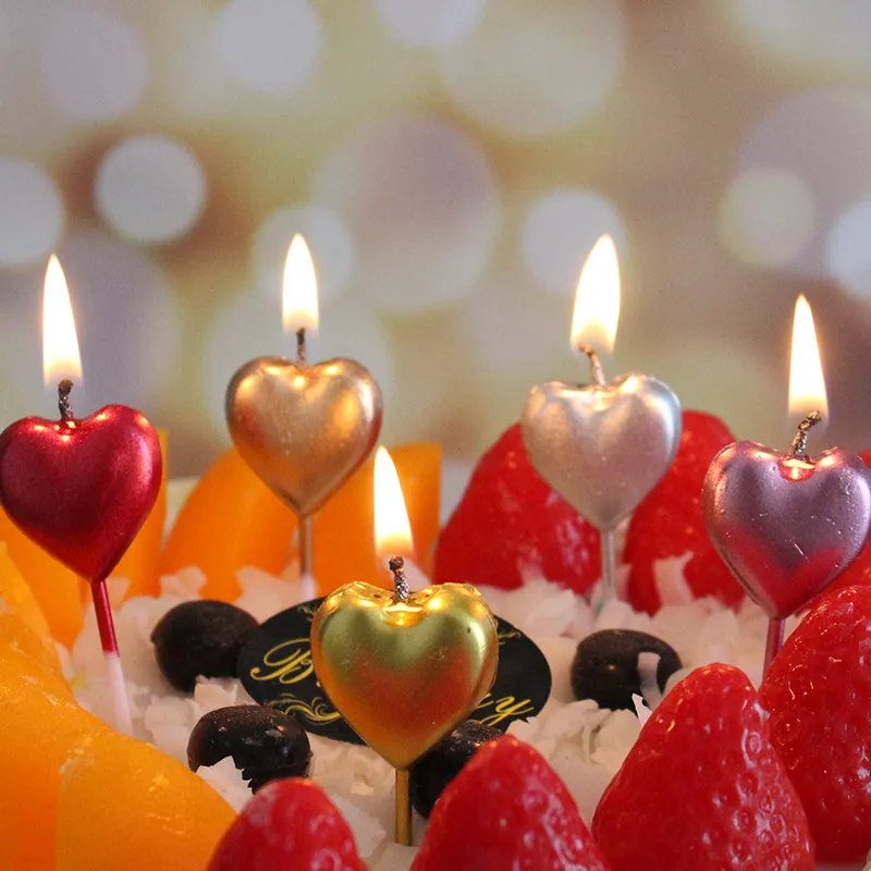 Bougie de cire de gâteau de saint-valentin, bougie d'amour en forme de cœur, bougies de Dessert d'amour, décoration de la saint-valentin, bougie d'anniversaire, de mariage, de fête de vacances