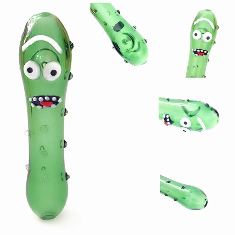 Grappige pickle glas rokende pijpen heady tabak hand pijp pyrex kleurrijke lepel roken accessoires schattige komkommer