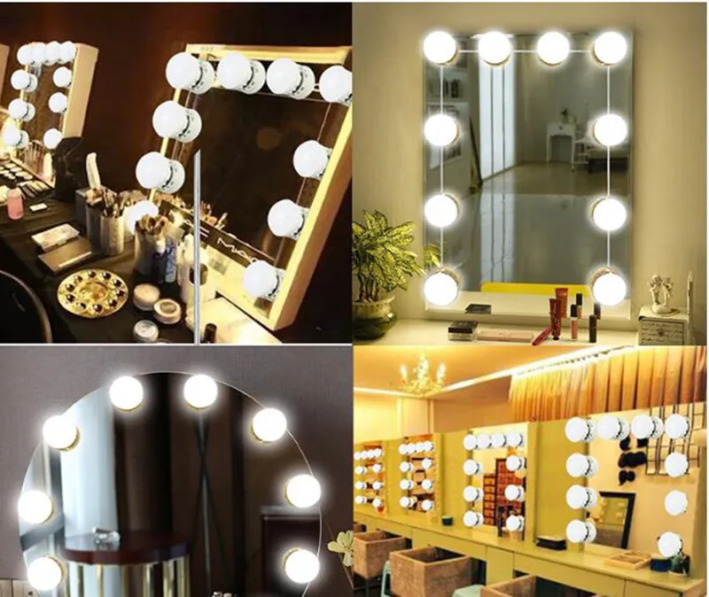 Luces de espejo de maquillaje Hollywood regulables de 14 bombillas,  accesorios de iluminación de tocador ajustables de 22 pies para espejo de  longitud