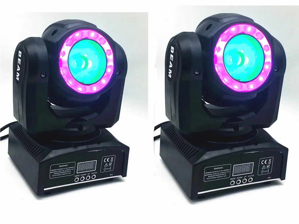 2X Mini led 60W mobile beam with Halo RGBW effect 4in1 light beam moving heads lights super bright LED DJ dmx control light