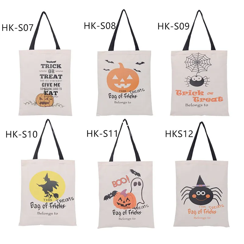 Fête 6 Types d'Halloween Canvas Sack Spider Pumpkin Tote Sac à crampons Sacks Candy Candy Trick or Treat Bags Fêtes Décoration