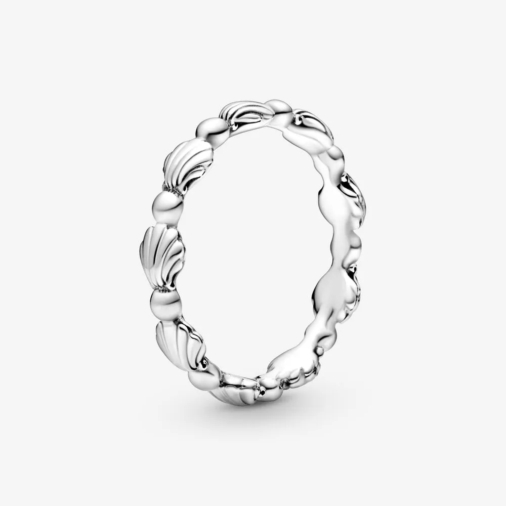 Neue Marke 100% 925 Sterling Silber Perlen Muschel Band Ring Für Frauen Hochzeit Verlobung Ringe Mode Schmuck Aceessories