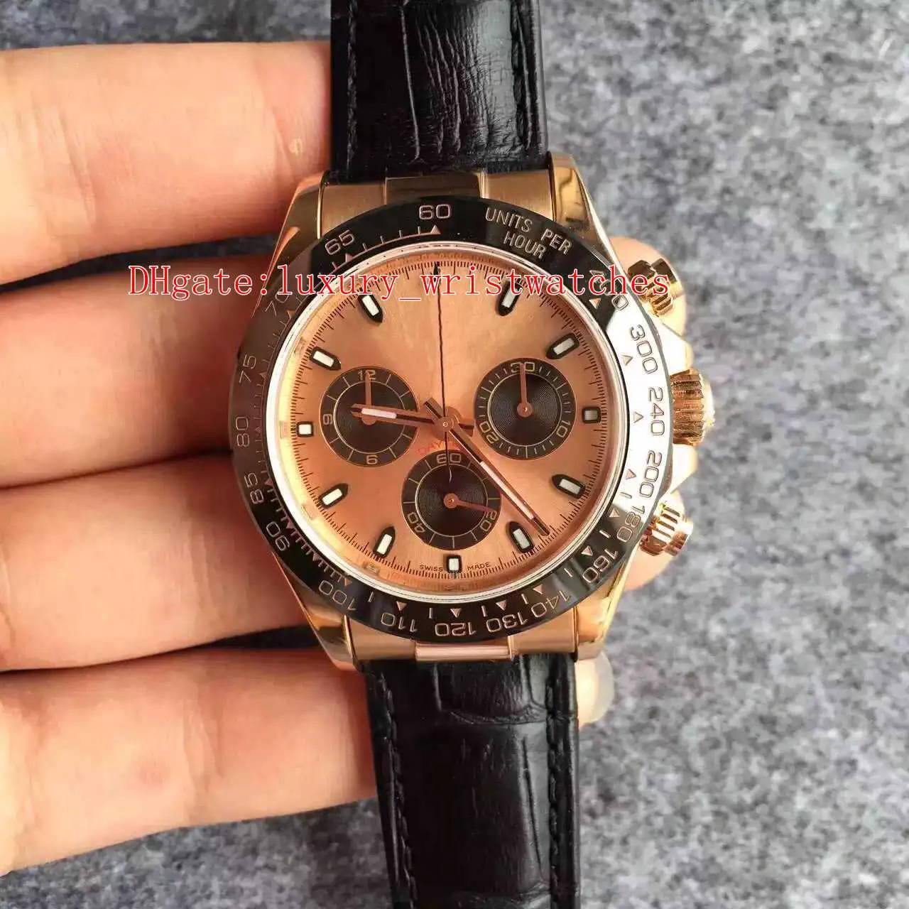 최고의 cosmograph wristwatche jhf 116515ln-0009 116515 40mm 가죽 18K 로즈 골드 ETA 4130 운동 크로노 그래프 자동 망 시계 시계