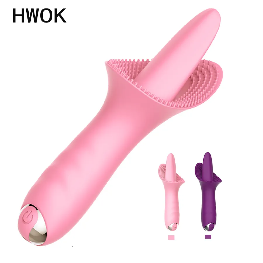 HWOK Dil Lick Dildo vibratör Kadınlar Oral Masaj G Noktası Clit Kadın yetişkin seks oyuncak Stimulatör Vajina Erotik Masturbator Y191015 için