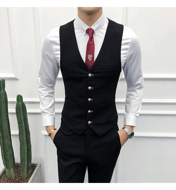 2019 3 pc terno masculino preto marca novo fino ajuste negócios formal wear smoking vestido de casamento de alta qualidade ternos masculinos traje casual homme257u