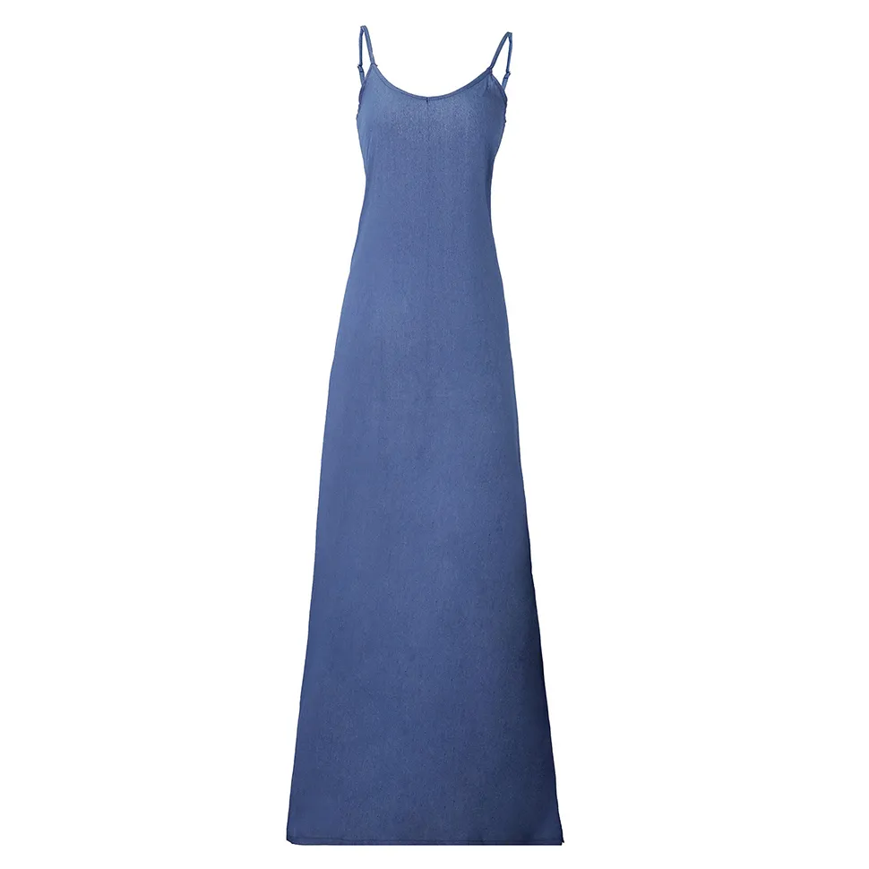 green emerald velvet dress Flowy Maxi Dress in Blue Denim Ocean Blue / 2XL