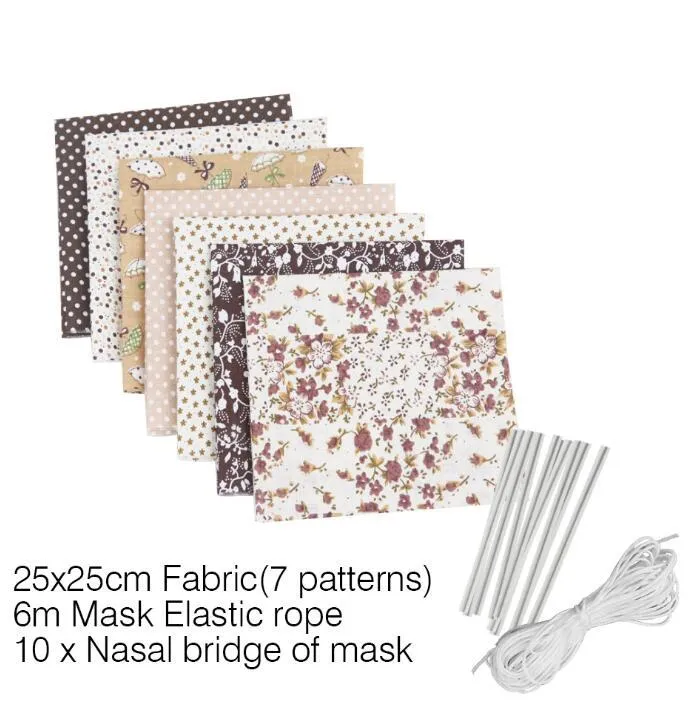 DIY-maskers zelfgemaakte stofmasker materialen bedrukte masker stof om te naaien met oor touw elastische band touw DIY masket GGA3382-4