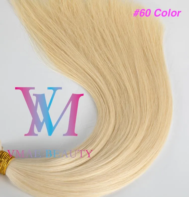 #613 #60 Natural Color 1g/ strand 100g Single Drawn Brazilian I tip Human Pre-bonded Virgin Remy Human Straight Keratin Hair Extensions
