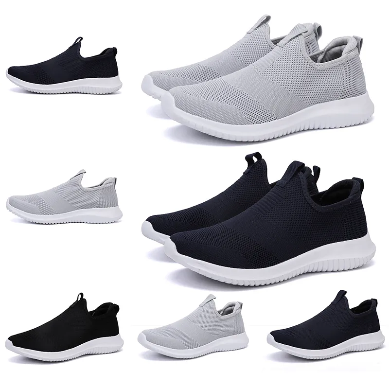 Cheap wholesale women men running shoes black white Navy blue Laceless mens trainers Slip on sports sneakers Homemade brand Made in China