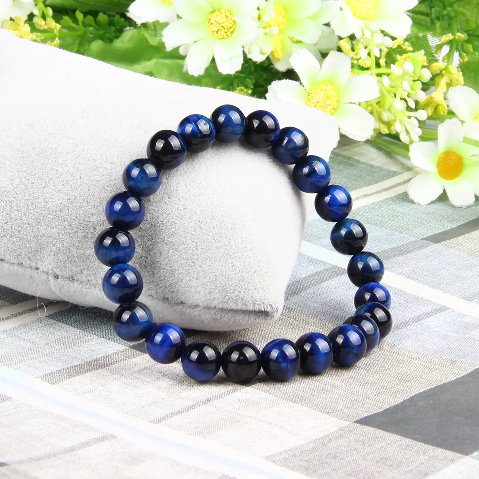 Nouveau mélange de 5 modèles de bracelets en pierre d'oeil de tigre, vente en gros, 10 pièces de perles en pierre naturelle de 8mm, Bracelets de perles bouddhistes, cadeau, livraison directe