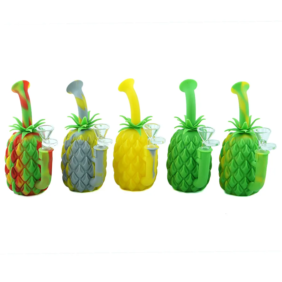 7 ananas dab rig conduites d'eau silicone bong barboteur cire incassable huile dab rigs shisha narguilé nouveau design