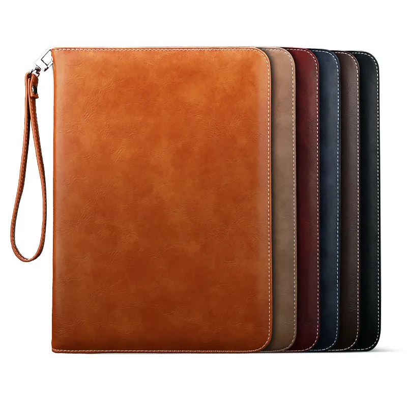 Luxo Tan Soft Leather Carteira Stand Flip Case Smart Capa Com Card Slot para NOVO IPAD 9.7 2020 2019 Air 2 3 4 5 6 7 Air2 Pro 10.5 Mini