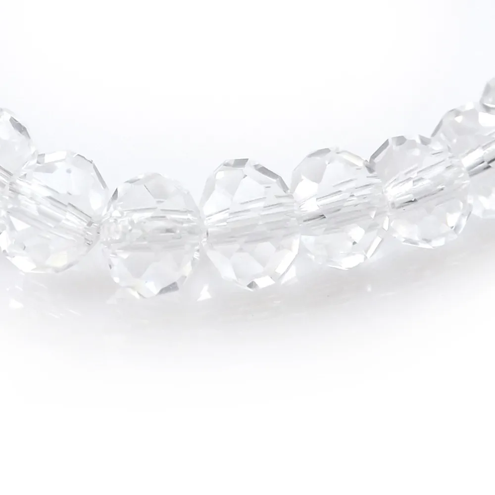 Transparentes 8mm facettiertes Kristallperlenarmband für Frauen, einfacher Stil, dehnbare Armbänder, 20 Stück / Menge 212J