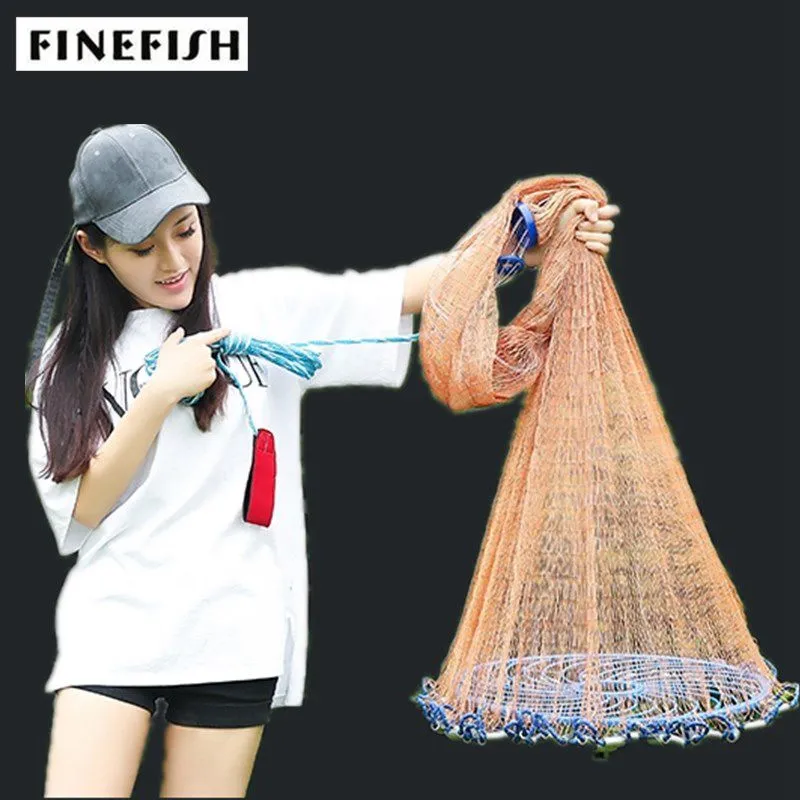 Finfish 2.4-7.2m USA Cast Net Strong Multifilament Line Easy Catch Nets Small Mesh Hunt Sports Hand Throw Network