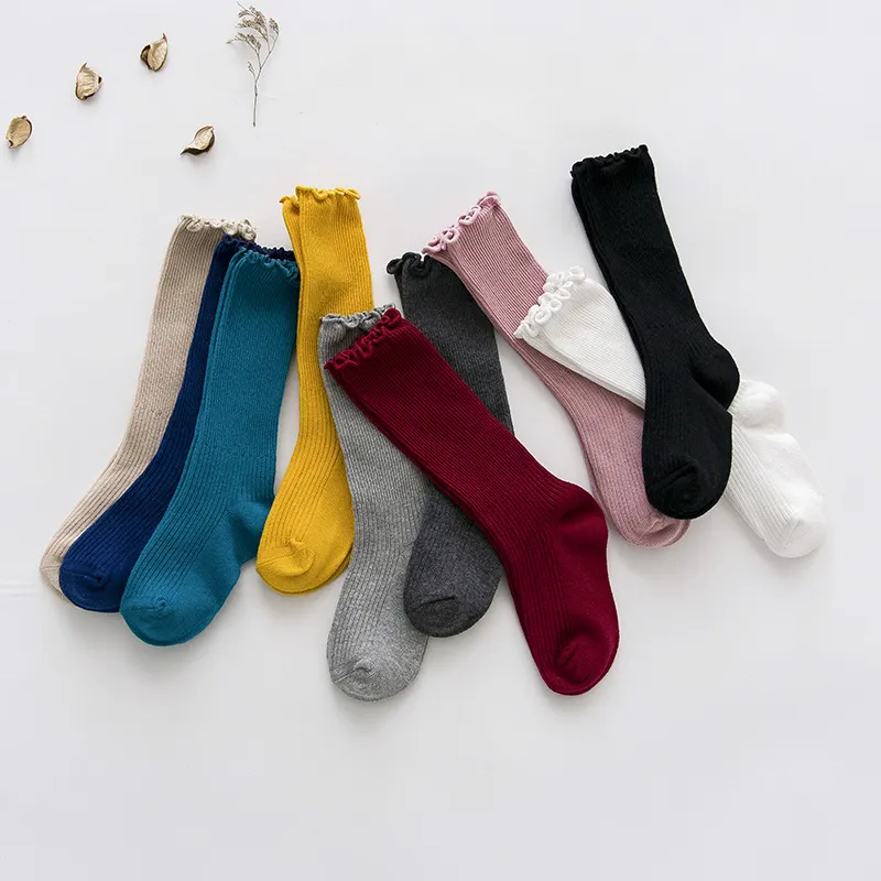 10 paires/lot automne coton bébé chaussettes couleur bonbon oreilles en bois bouclés Tube chaussettes mode créatif Figures Piles chaussette 20 Designs M306