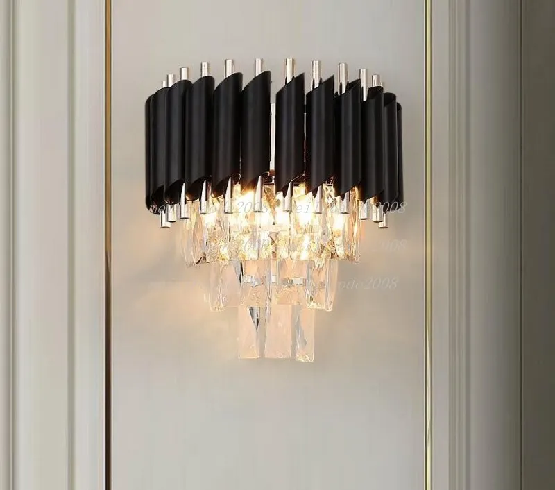 New golden crystal wall lamp wall LED lights for living room hotel black wall decoration lamp MYY