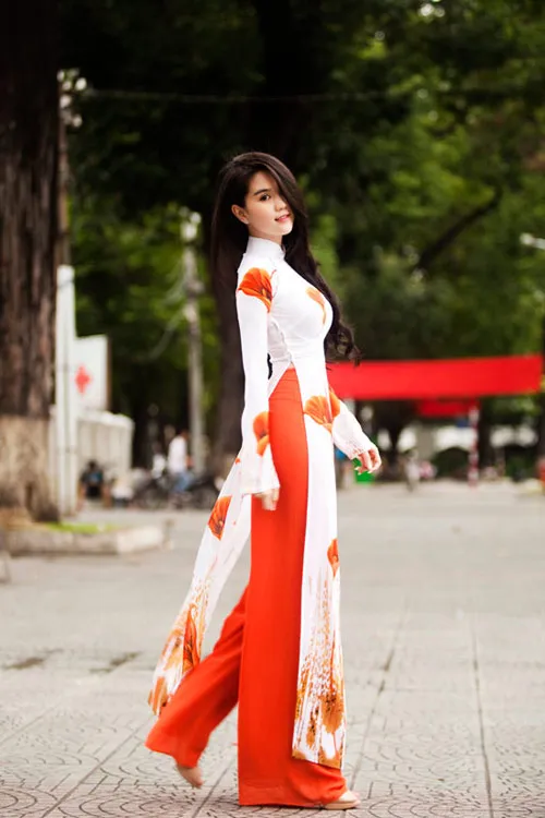 Ao Dai Viet Nam, Vietnamese Traditional Long Dress, w/Pants for Tet Holiday