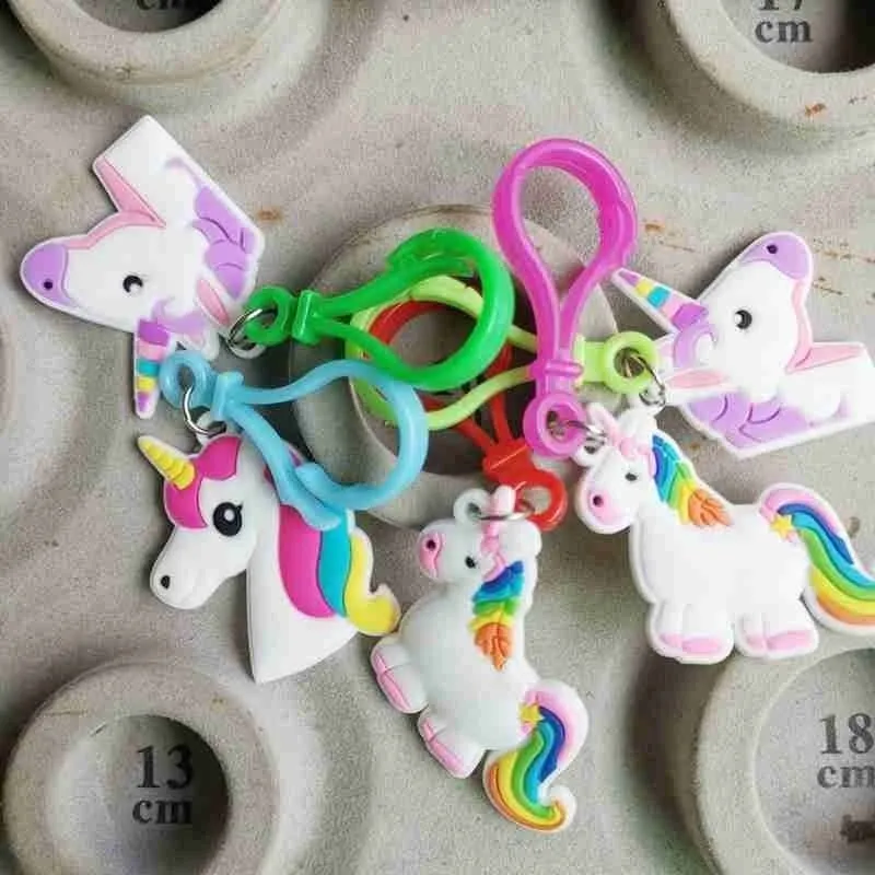 5pcs/Pack Rainbow Unicorn Keychains Set for Girl & Boy - Key Ring Clip for Backpack Decor, Goody Bag