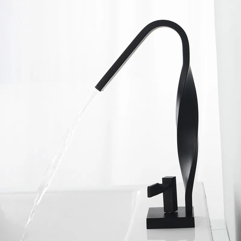 ed Tube Fashion Design Black Basin Faucet Single Hole Bathroom Water Mixer Tap Brass Chrome & White & Cold Mixer Faucet297O