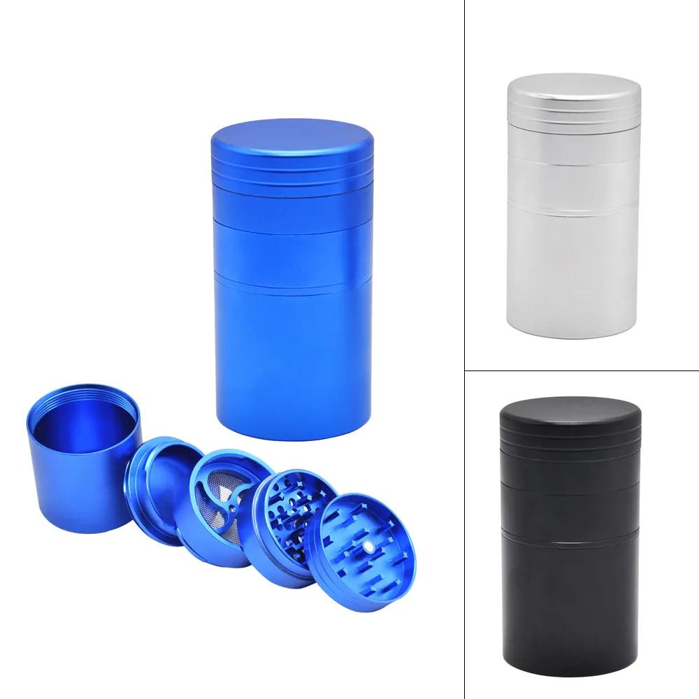 Rich Dog Helt ny 5 lager Dia.52mm Metal Herb Rökning Grinder Crusher Multifunktion Kryddor Grinder med stor volym Tobaks lagringsfall Partihandel