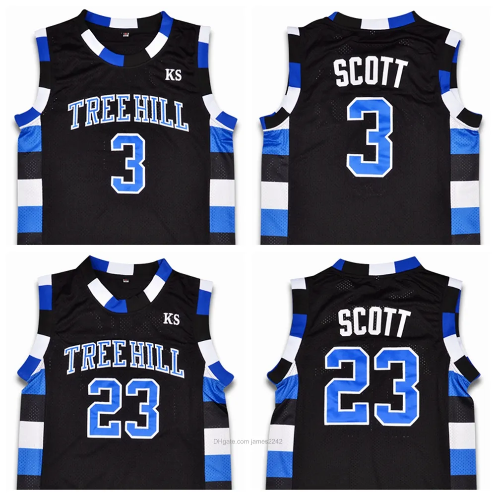 Ship From US #3 Lucas Scott The Film Version of One Tree Hill Basketball Jersey Brother Movie 23 All Stitched Black Size S-3XL