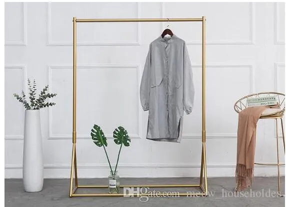 Vit / Glod Klädställ Strykjärn Hängare Sovrum Möbler Barnkläder Butik Display Racks Kvinnor Tyg Shop Shelf