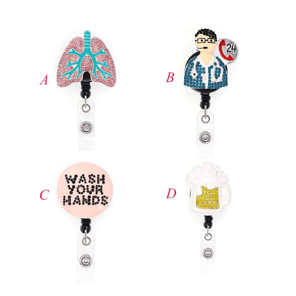 Rhinestone Wash Your Hands Badge Reel Retractable ID Badge Holder FOR Nurse  Doctor Hospital From Fashion882, $3.7