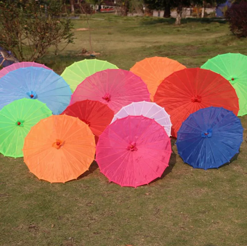 Chinese gekleurde stof paraplu wit roze parasols china traditionele danskleur parasol Japanse zijden rekwisieten LX6107