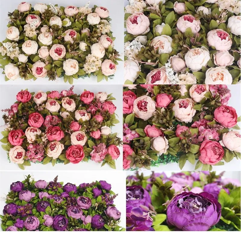 40*60 centimetri di Lusso personalizzare seta peonia fiore artificiale pannello di parete base di erba FAI DA TE sfondo arco di nozze decor fiore arte della parete