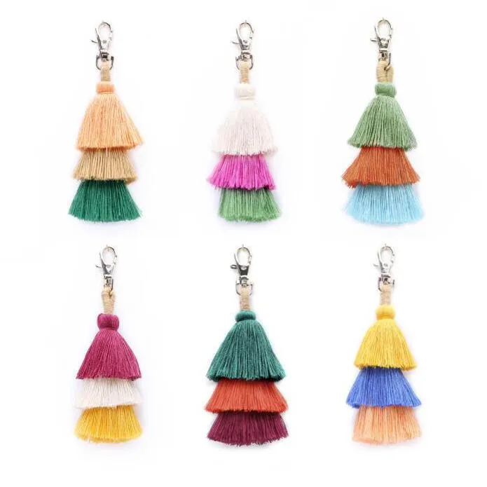 Gullig personlighet Bohemian Keychain Tillbehör Kvinnlig Fashion Fusion Bag Hängande Key Länkar 6 Färger Gratis frakt