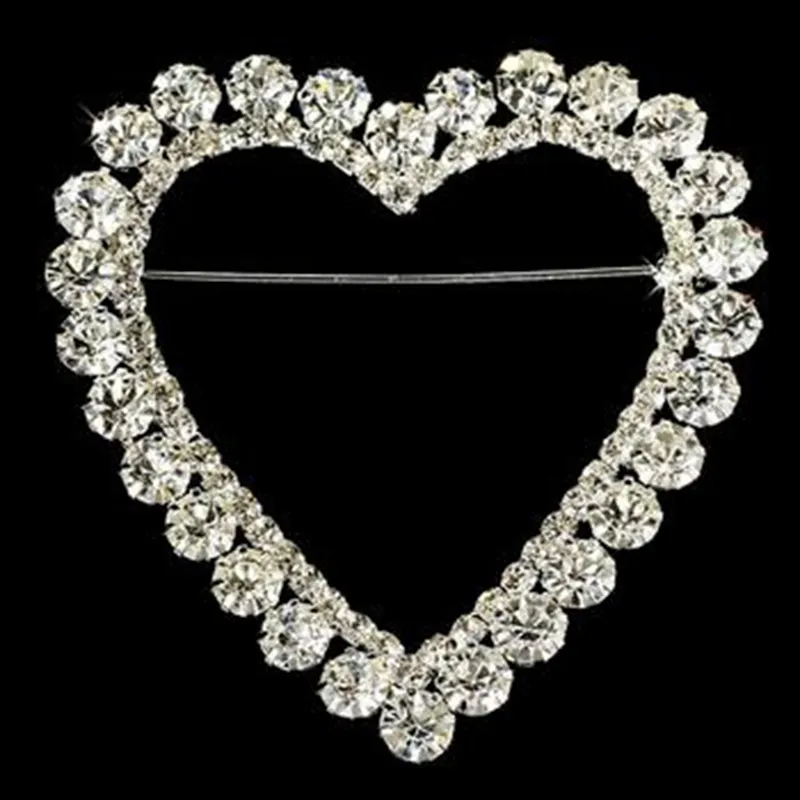 2.25 Inch Sparkly Rhinestone Crystal Wedding Pin Heart Romance Rhinestone Bridal Brooch