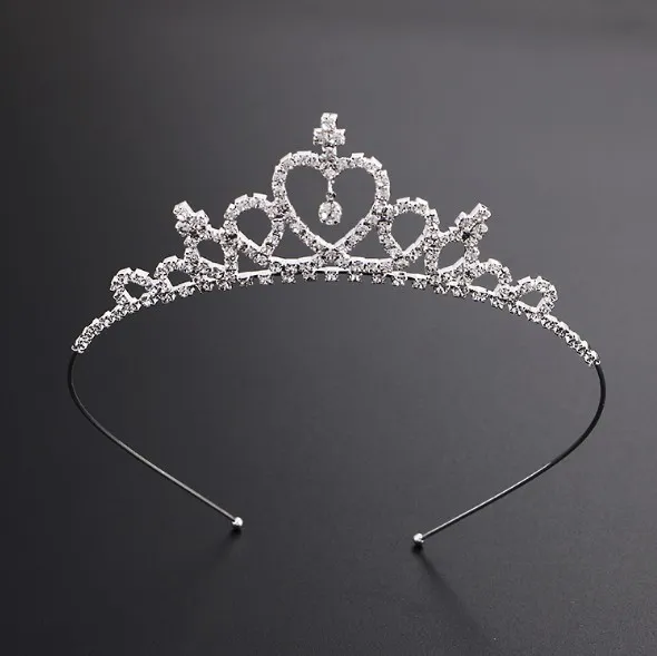 Prinsessa glänsande kristall brud tiara party tävling silver pläterad krona hårband bröllop tillbehör ornament barn flickor barn prom rhinestones födelsedag tiara