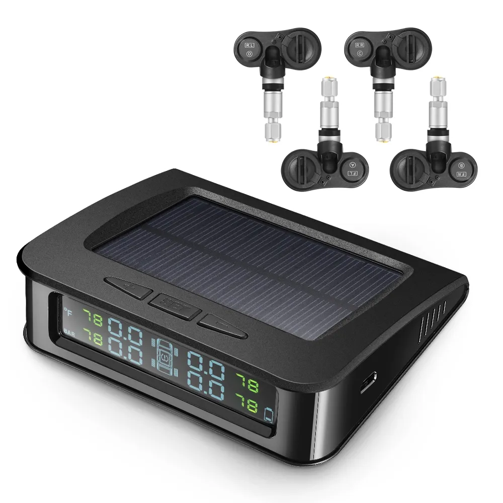 ZEEPIN C220 Lastik Basıncı İzleme Sistemi 4 Dahili Sensörlü Solar TPMS